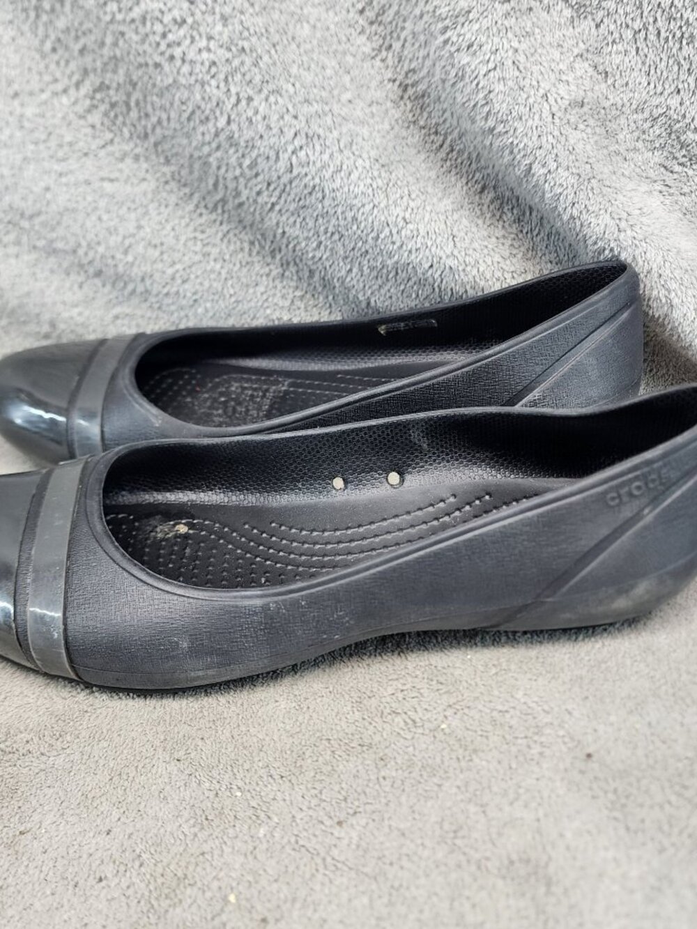 Crocs Shoes Womens Size 9 Black Slip On Ballet Flats *Read*